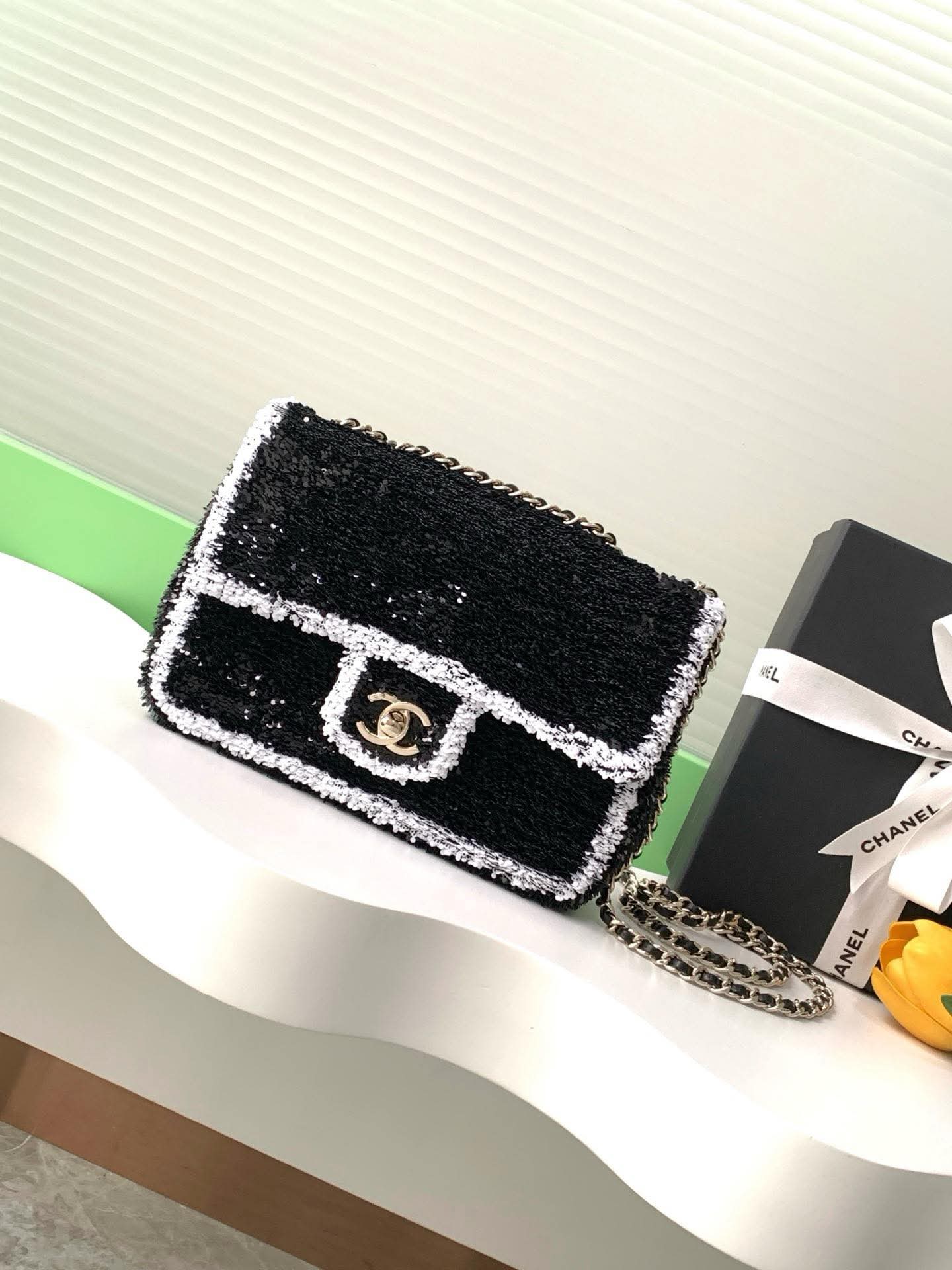 Chanel Sequin East-West Flap bag