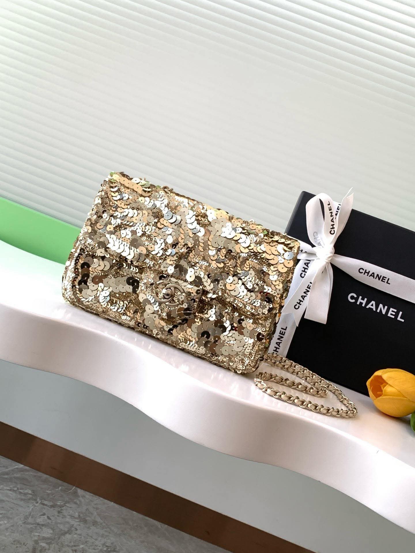 Chanel Sequin East-West Flap bag